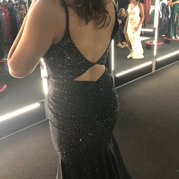 Black prom dress with silver rhinestones - Picture 2 of 10